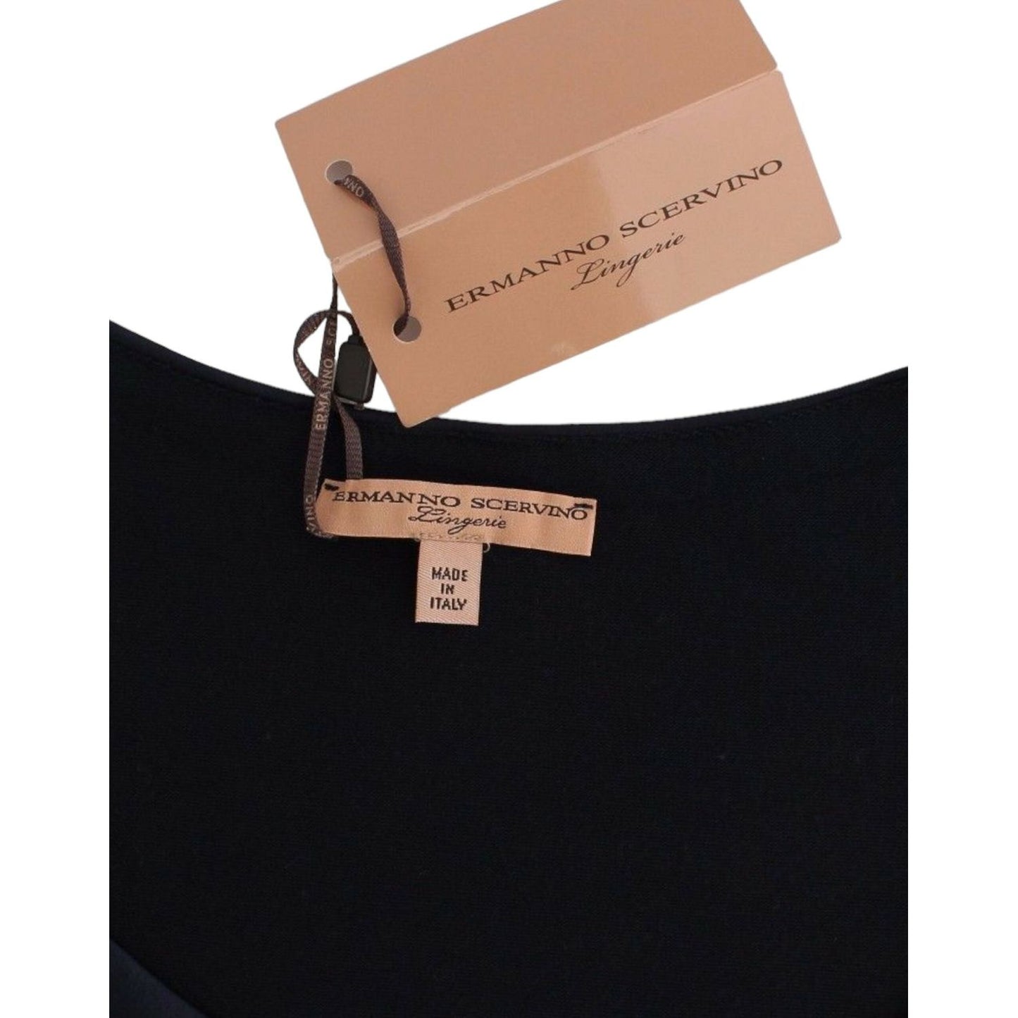 Ermanno Scervino Elegant Blue Long Sleeve Lace Top Ermanno Scervino Black
