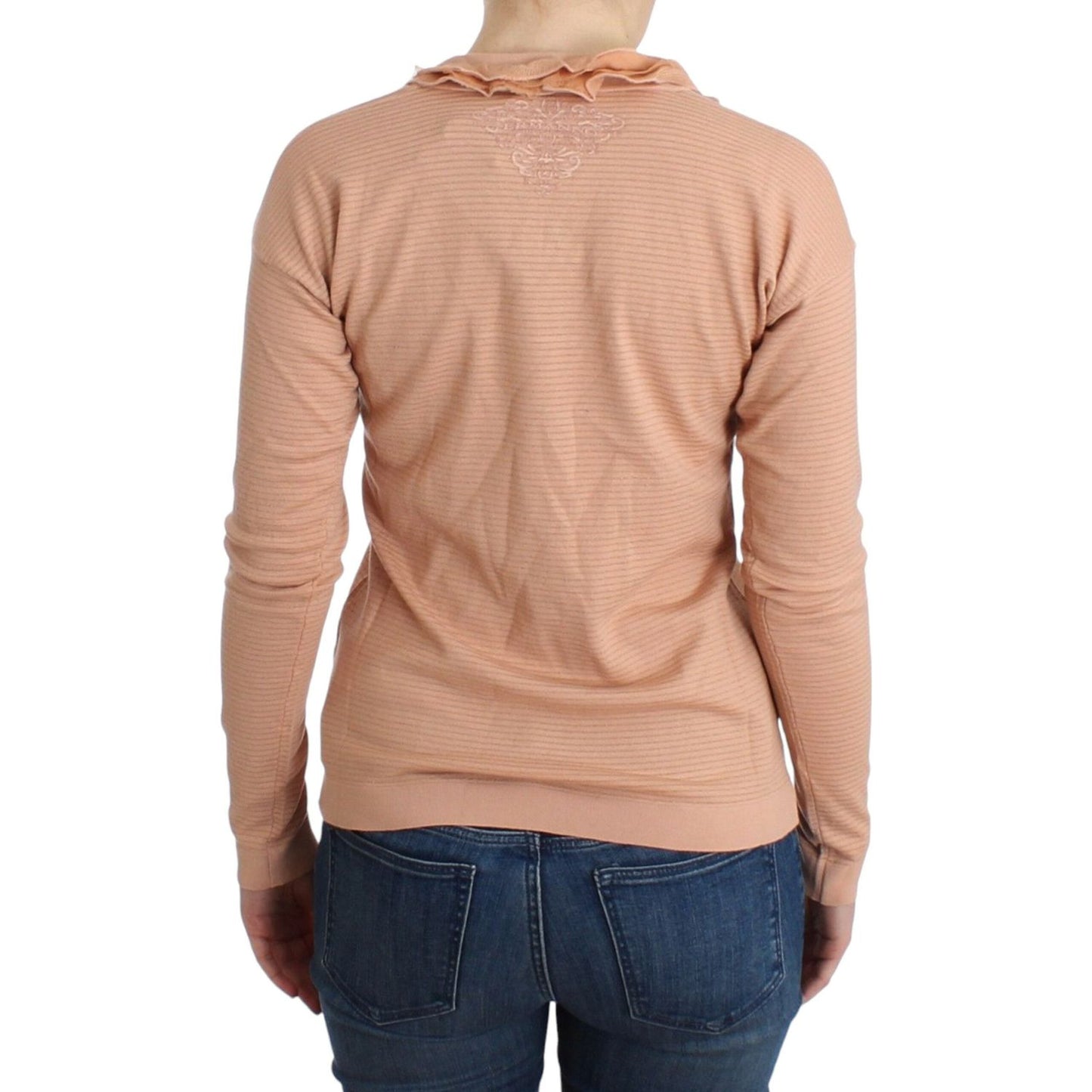 Ermanno Scervino Chic Striped Wool Blend Orange Sweater Ermanno Scervino Rosy Brown