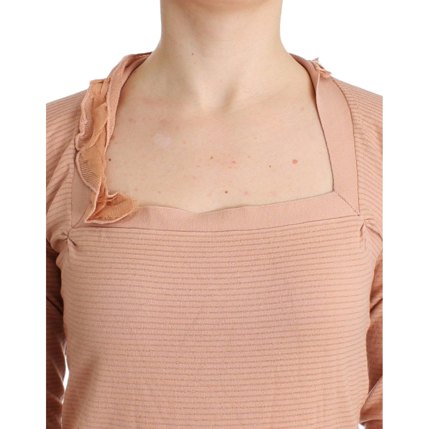 Ermanno Scervino Chic Striped Wool Blend Orange Sweater Ermanno Scervino Tan