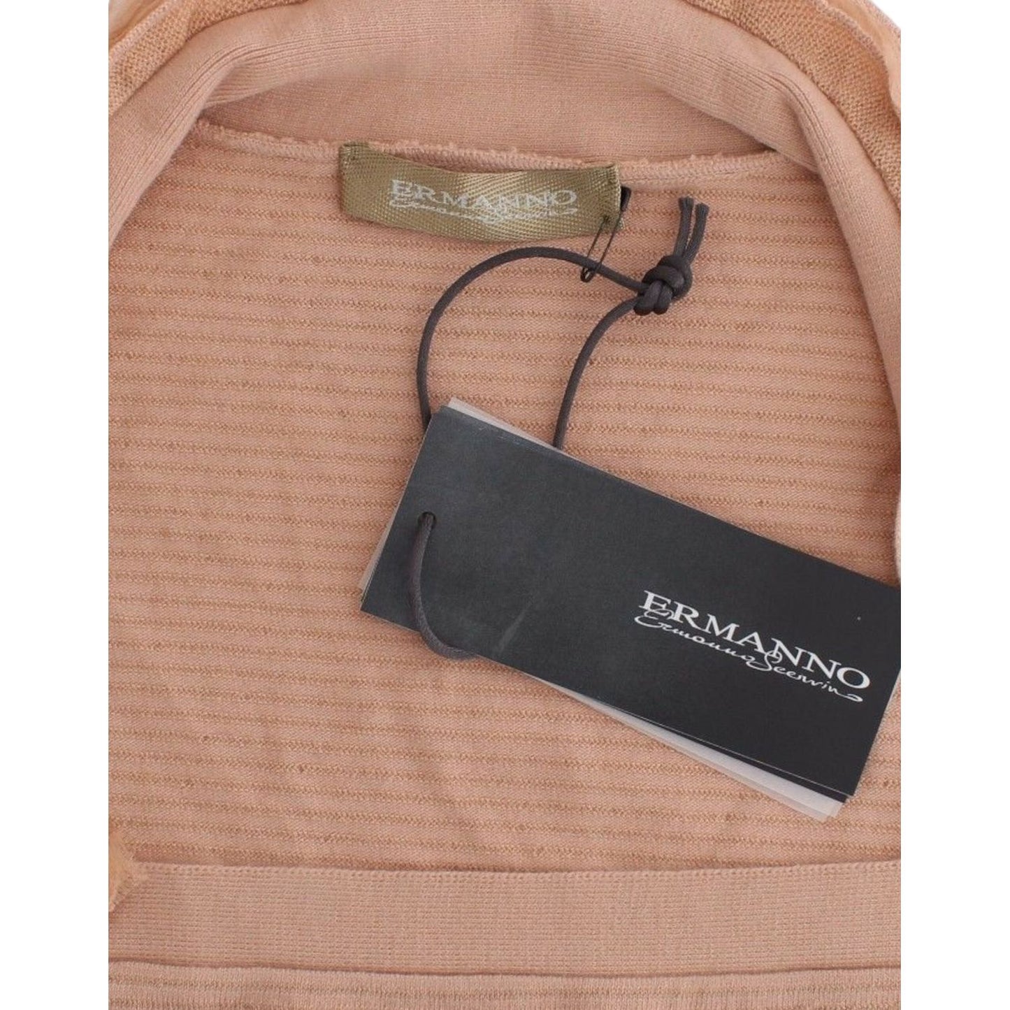 Ermanno Scervino Chic Striped Wool Blend Orange Sweater Ermanno Scervino Rosy Brown