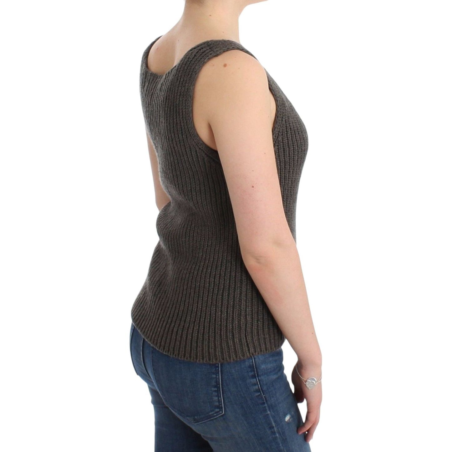 Ermanno Scervino Chic Gray Knit Crew Neck Top Ermanno Scervino Dark Slate Gray