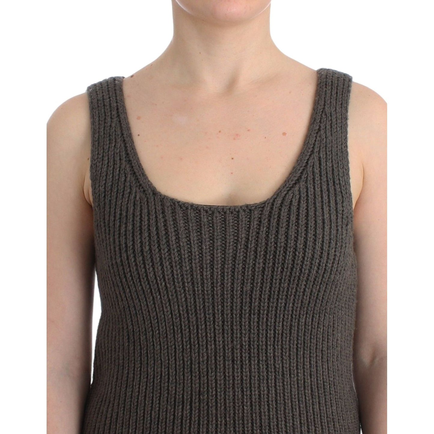 Ermanno Scervino Chic Gray Knit Crew Neck Top Ermanno Scervino Dark Slate Gray