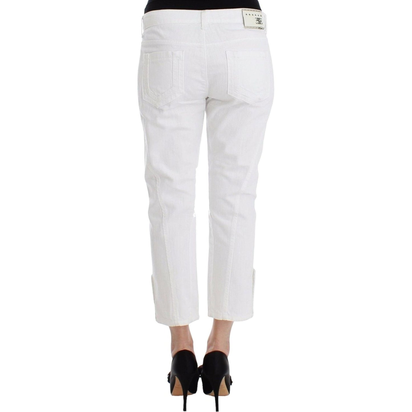 Ermanno Scervino Chic White Cropped Jeans for Sophisticated Style Ermanno Scervino Light Gray