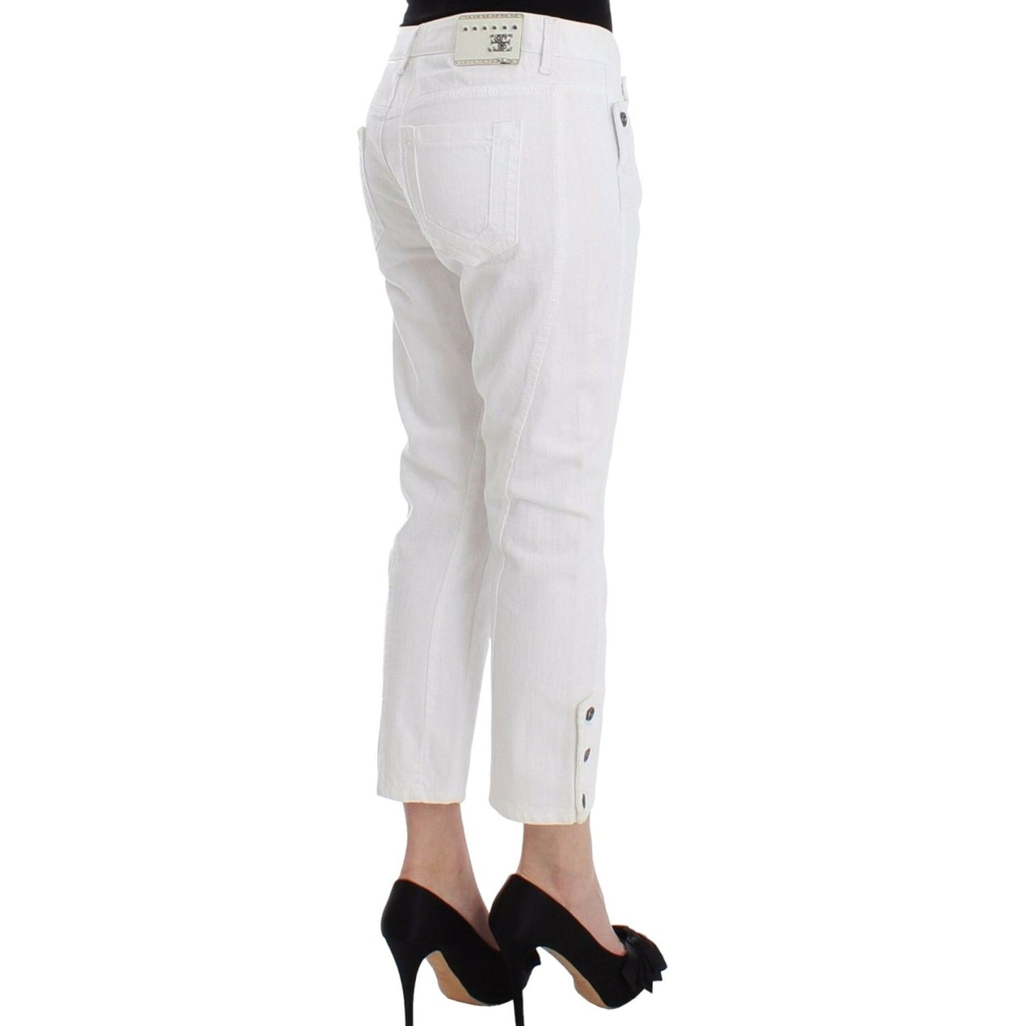 Ermanno Scervino Chic White Cropped Jeans for Sophisticated Style Ermanno Scervino Light Gray