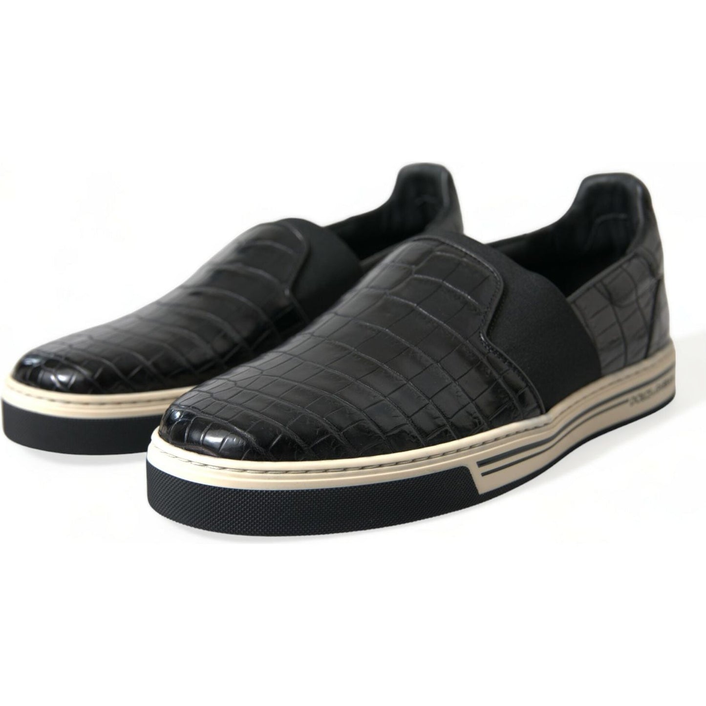 Dolce & Gabbana Elegant Crocodile Leather Low-Top Sneakers Dolce & Gabbana Dark Slate Gray