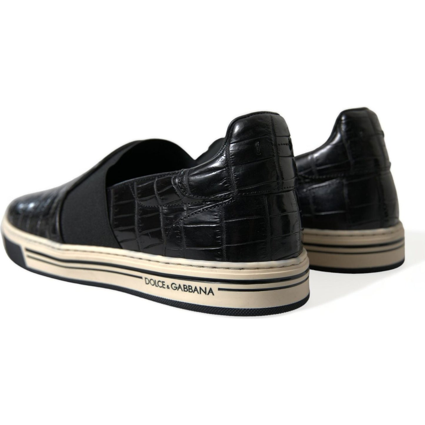 Dolce & Gabbana Elegant Crocodile Leather Low-Top Sneakers Dolce & Gabbana Light Gray