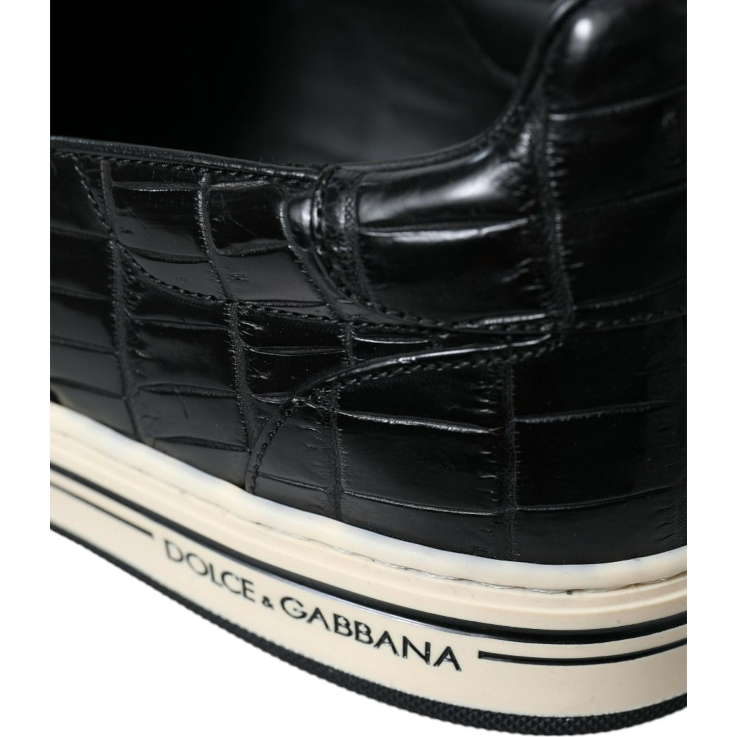 Dolce & Gabbana Elegant Crocodile Leather Low-Top Sneakers Dolce & Gabbana Light Gray