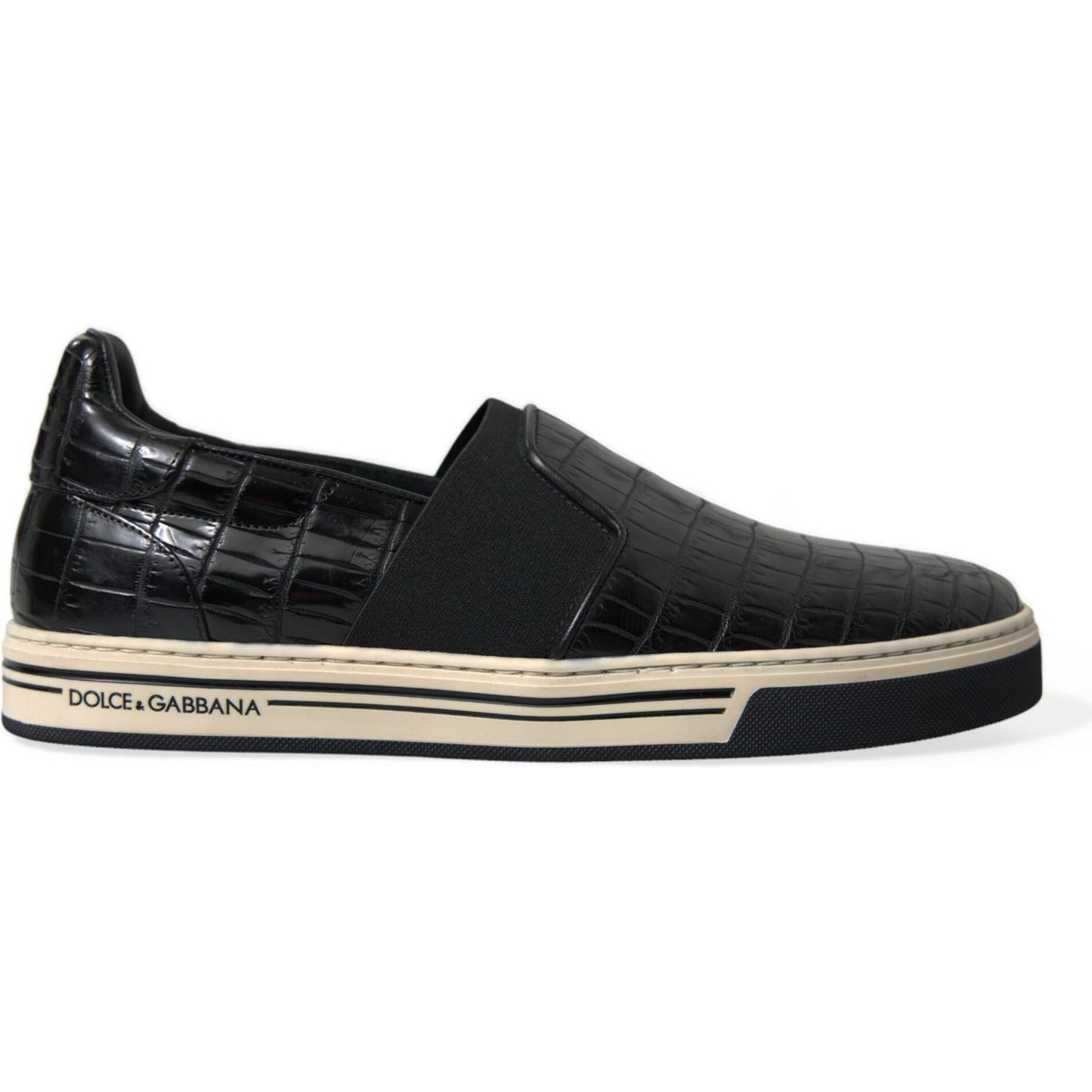 Dolce & Gabbana Elegant Crocodile Leather Low-Top Sneakers Dolce & Gabbana Light Gray
