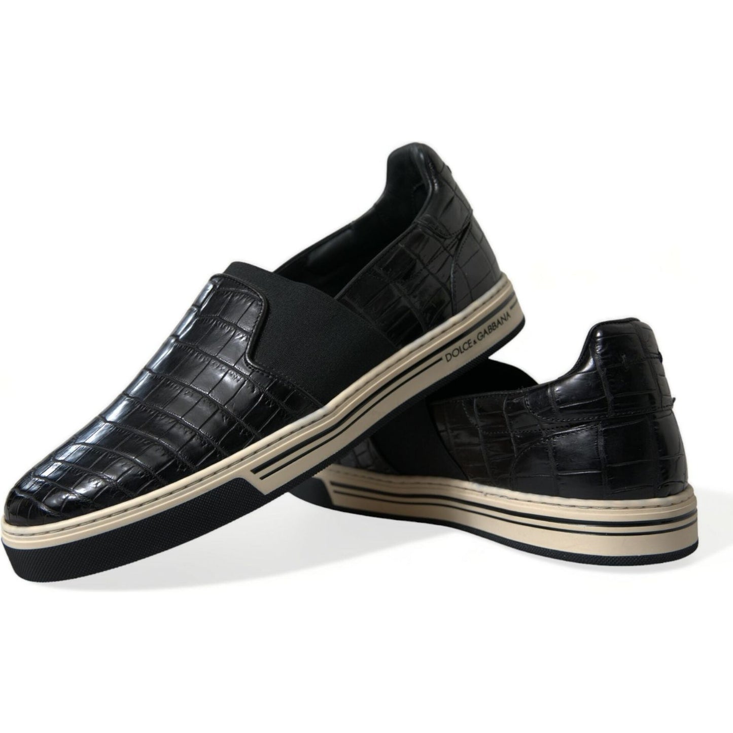 Dolce & Gabbana Elegant Crocodile Leather Low-Top Sneakers Dolce & Gabbana Light Gray