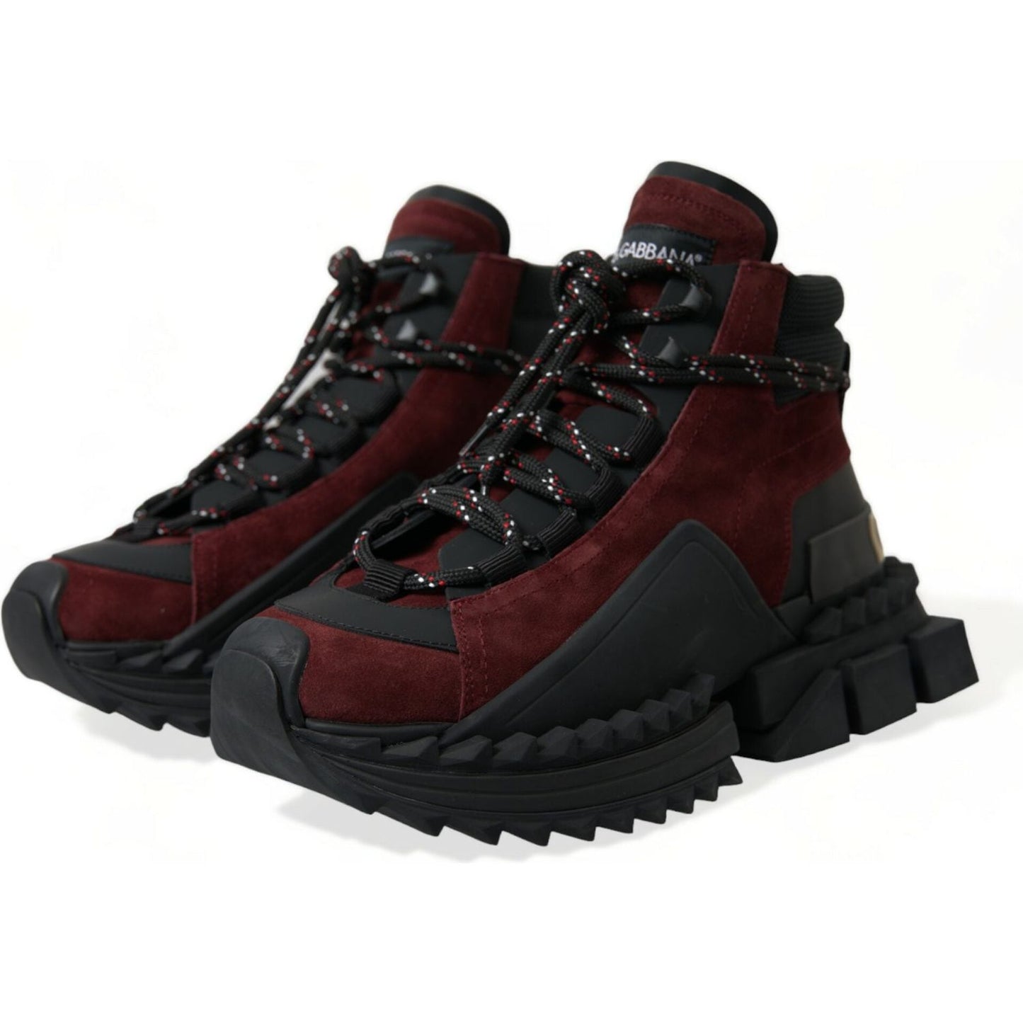 Dolce & Gabbana Burgundy Leather High Top Sneakers Dolce & Gabbana Black