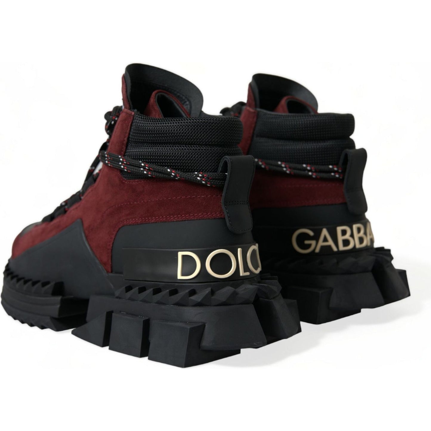 Dolce & Gabbana Burgundy Leather High Top Sneakers Dolce & Gabbana Black