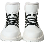 Dolce & Gabbana Elegant White Leather Ankle Boots Dolce & Gabbana Light Gray