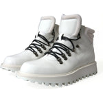 Dolce & Gabbana Elegant White Leather Ankle Boots Dolce & Gabbana Light Gray