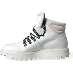 Dolce & Gabbana Elegant White Leather Ankle Boots Dolce & Gabbana Light Gray