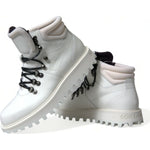 Dolce & Gabbana Elegant White Leather Ankle Boots Dolce & Gabbana Gray