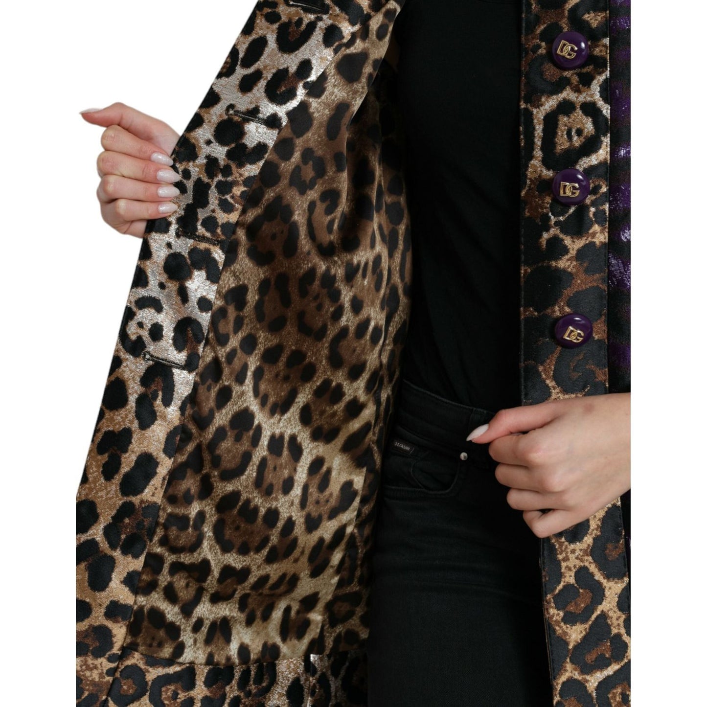 Dolce & Gabbana Exquisite Jacquard Trench With Tiger Motif Dolce & Gabbana Black