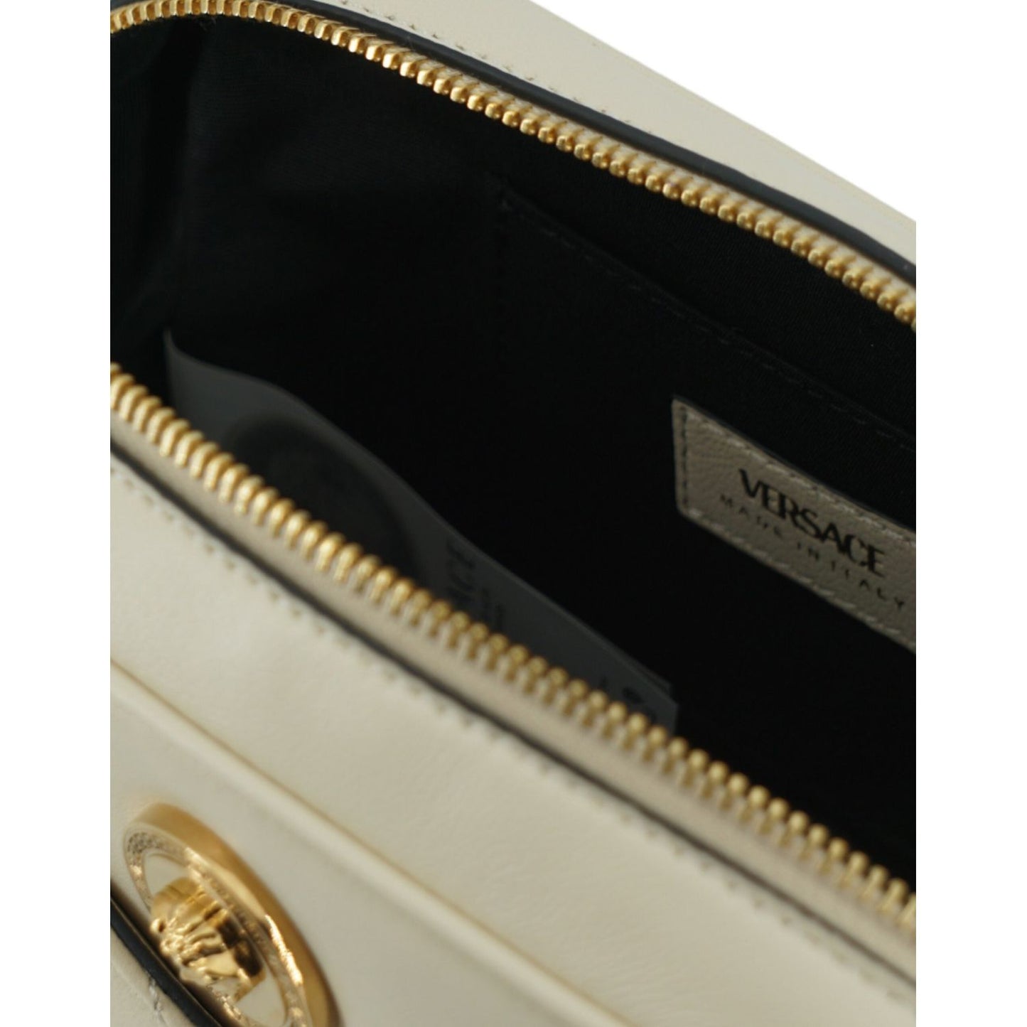 Versace Elegant White Lamb Leather Camera Bag Versace Black