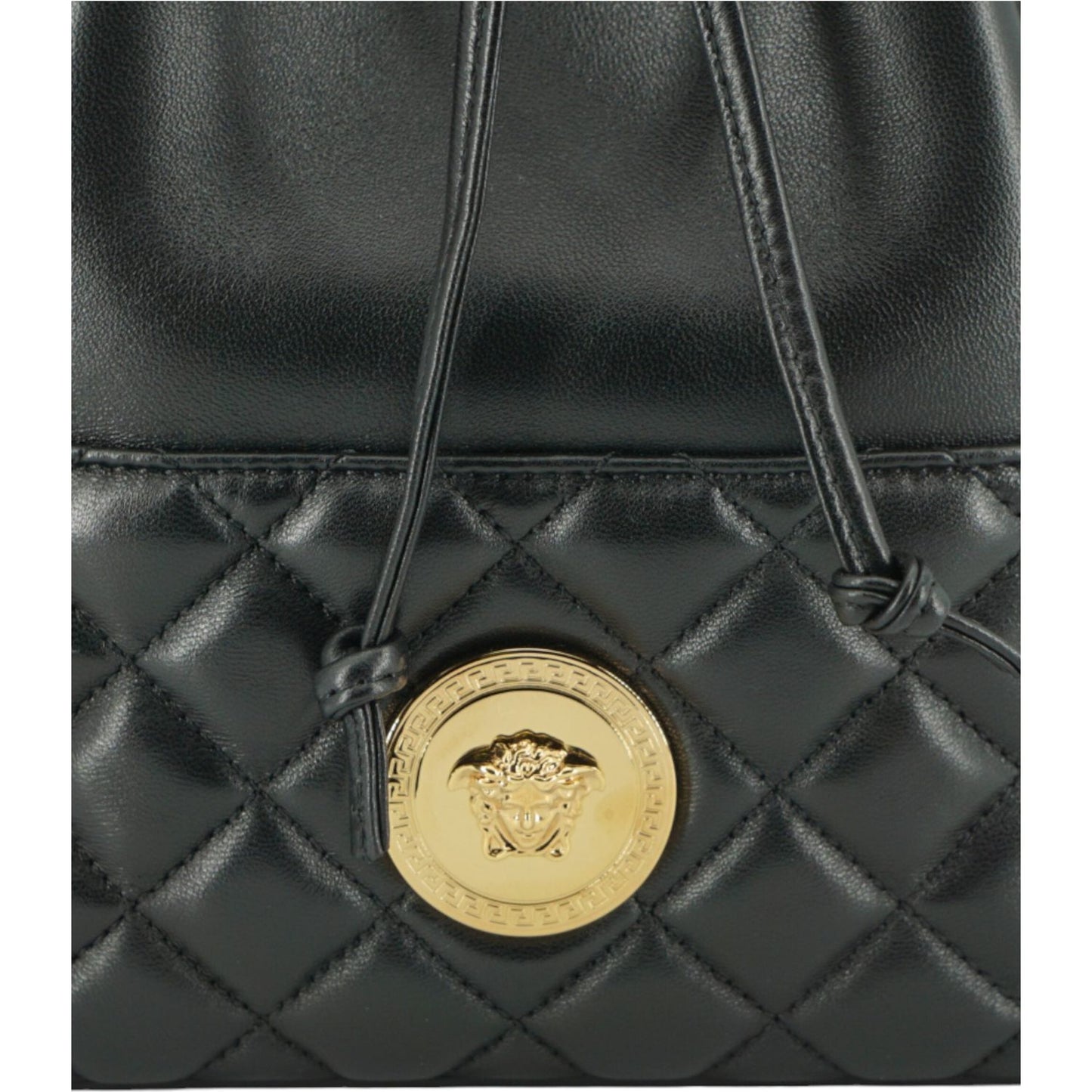 Versace Elegant Black Leather Medusa Bucket Shoulder Bag Versace Dark Slate Gray