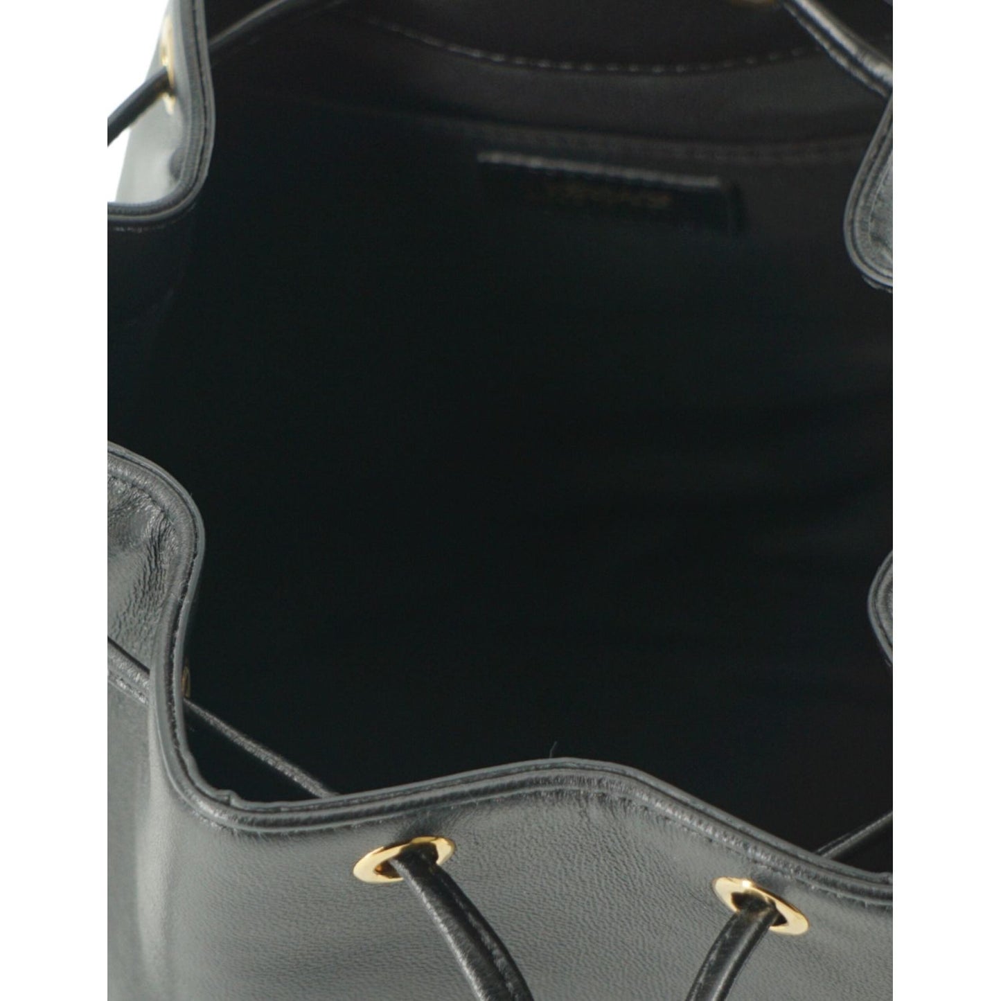Versace Elegant Black Leather Medusa Bucket Shoulder Bag Versace Black