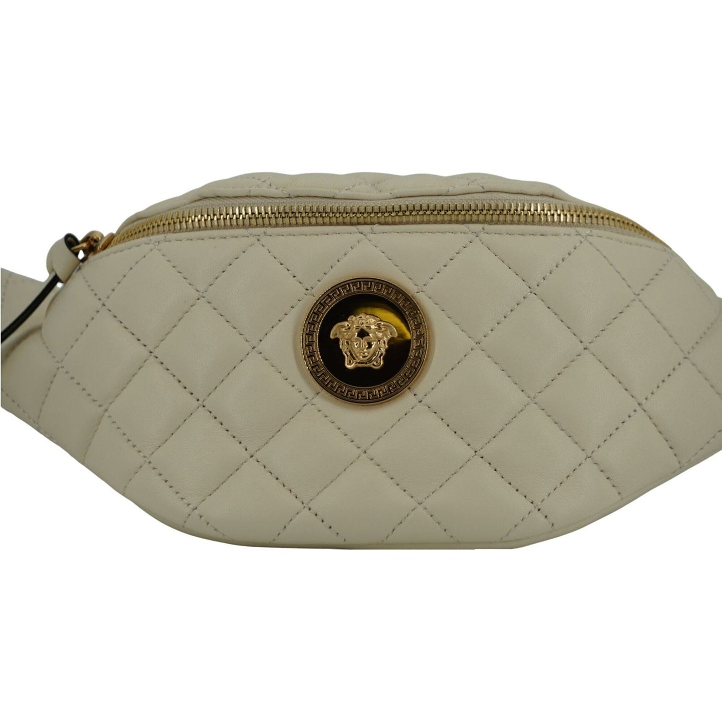 Versace Elegant White Lamb Leather Belt Bag Versace Rosy Brown