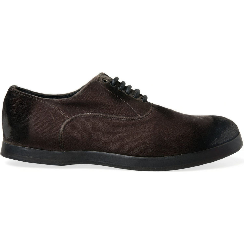 Dolce & Gabbana Elegant Brown Velvet Oxford Lace-up Shoes Dolce & Gabbana Dark Slate Gray