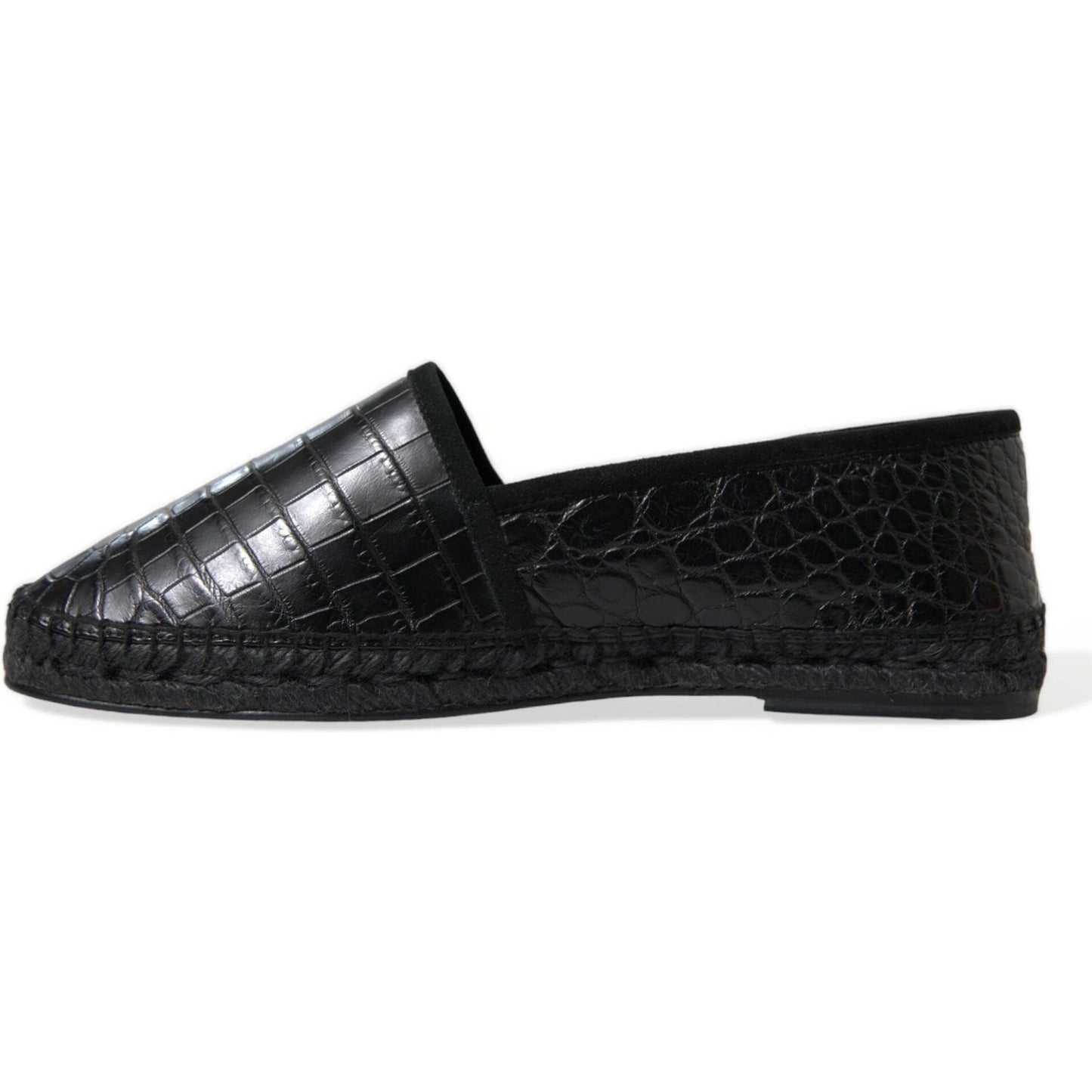 Dolce & Gabbana Black Exotic Leather Espadrilles Slip On Shoes MV5404-43