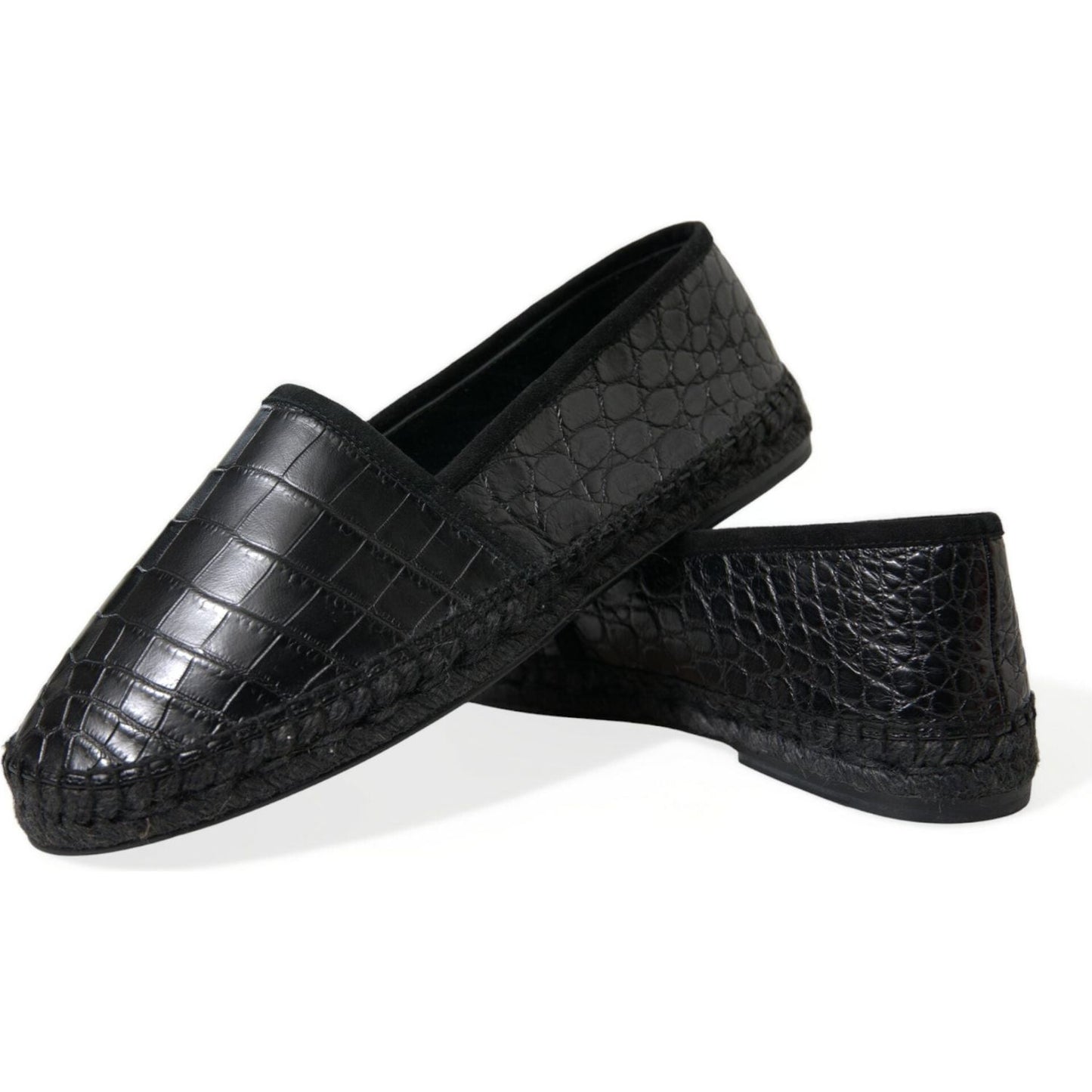 Dolce & Gabbana Black Exotic Leather Espadrilles Slip On Shoes MV5404-43