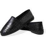 Dolce & Gabbana Black Exotic Leather Espadrilles Slip On Shoes MV5404-43