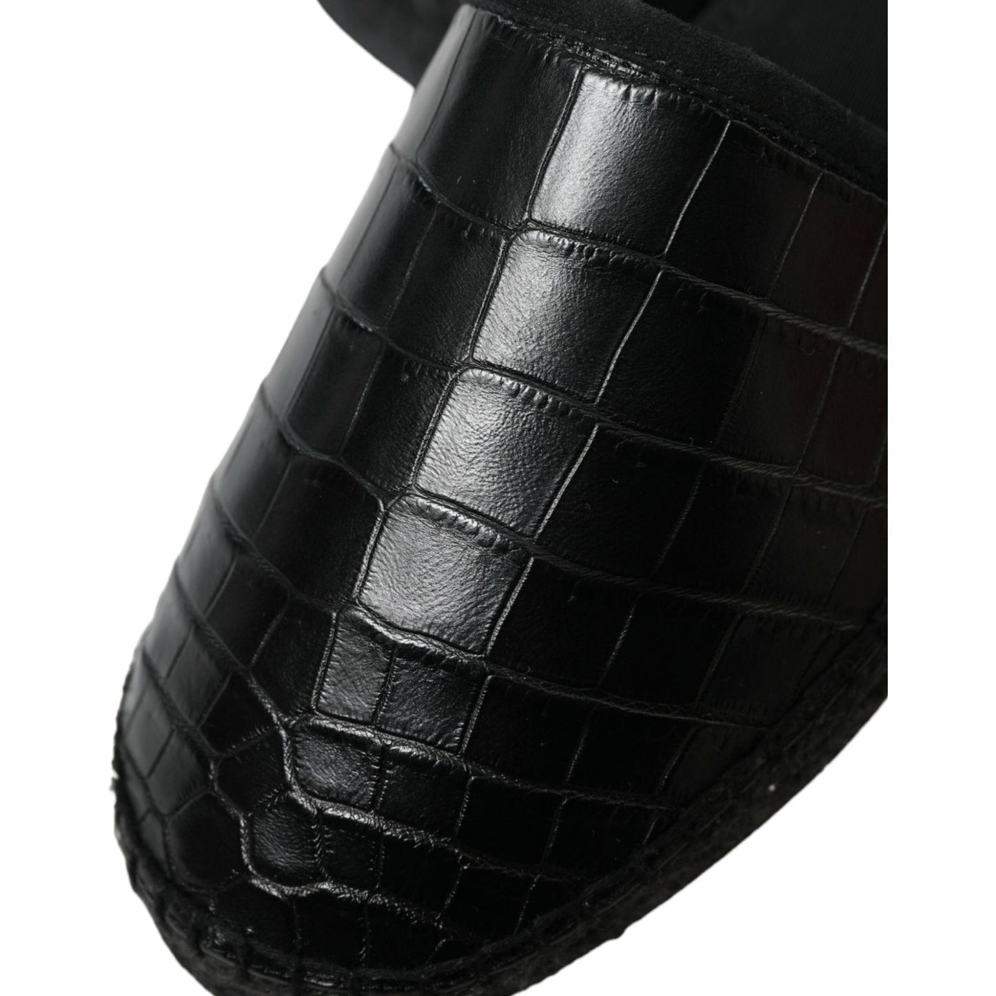 Dolce & Gabbana Black Exotic Leather Espadrilles Slip On Shoes MV5404-43