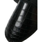 Dolce & Gabbana Black Exotic Leather Espadrilles Slip On Shoes MV5404-43