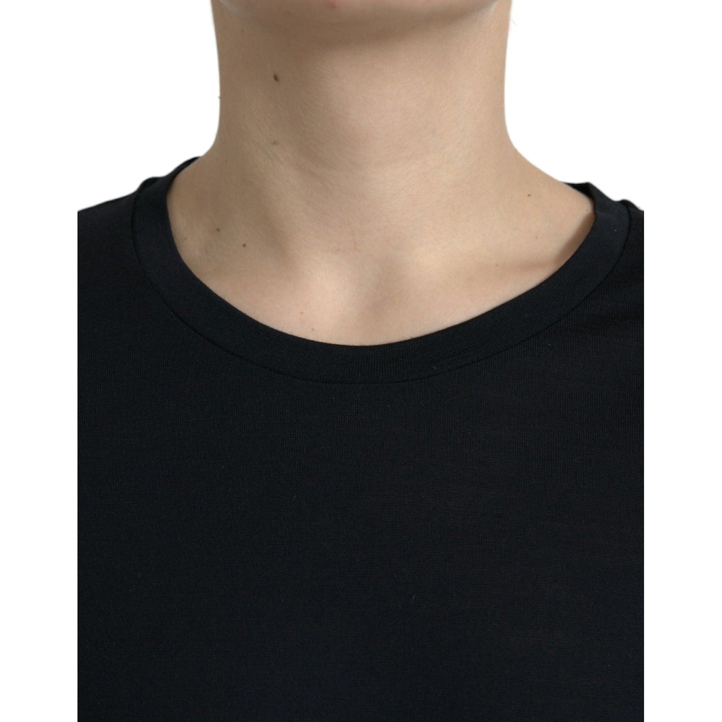 Dolce & Gabbana Black Wool Short Sleeves Crewneck Top T-shirt TSH84260-42