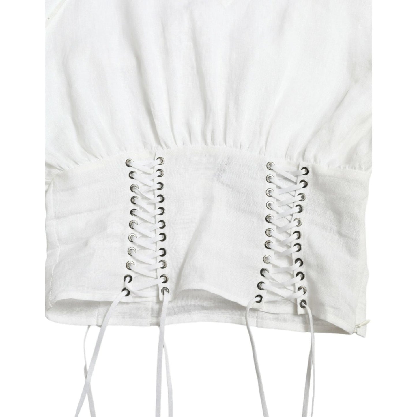 Dolce & Gabbana White Cotton Corset Cropped Long Sleeves Top TSH84282-40
