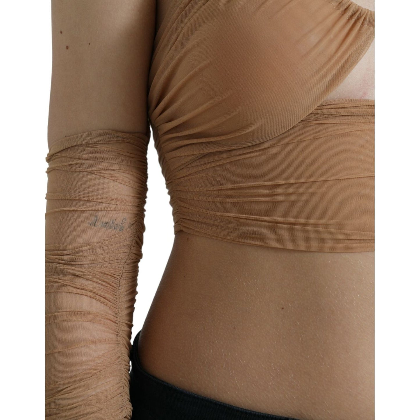 Dolce & Gabbana Elegant Brown Cropped Long Sleeve Top Dolce & Gabbana Sienna