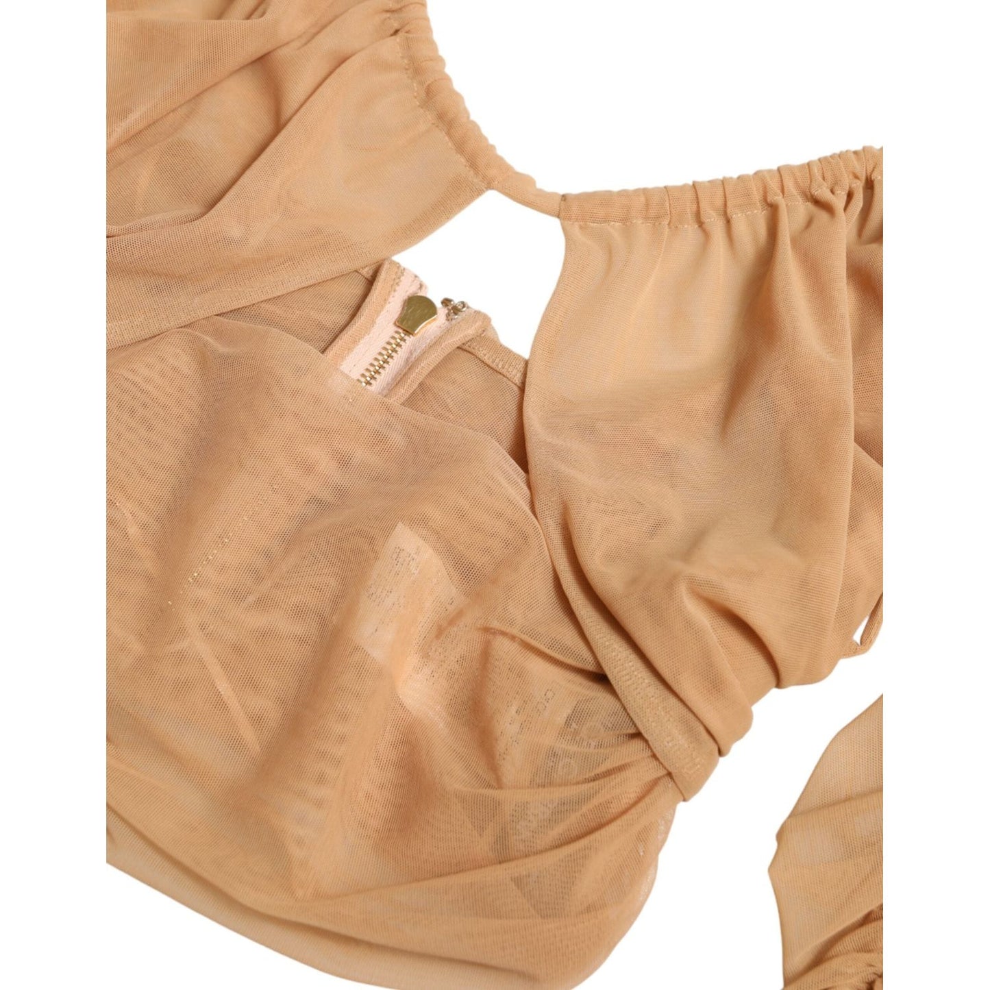 Dolce & Gabbana Elegant Brown Cropped Long Sleeve Top Dolce & Gabbana Dark Salmon