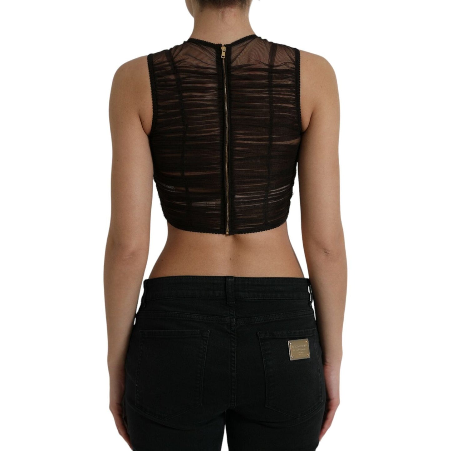Dolce & Gabbana Embellished Cropped Sleeveless Top Dolce & Gabbana Rosy Brown