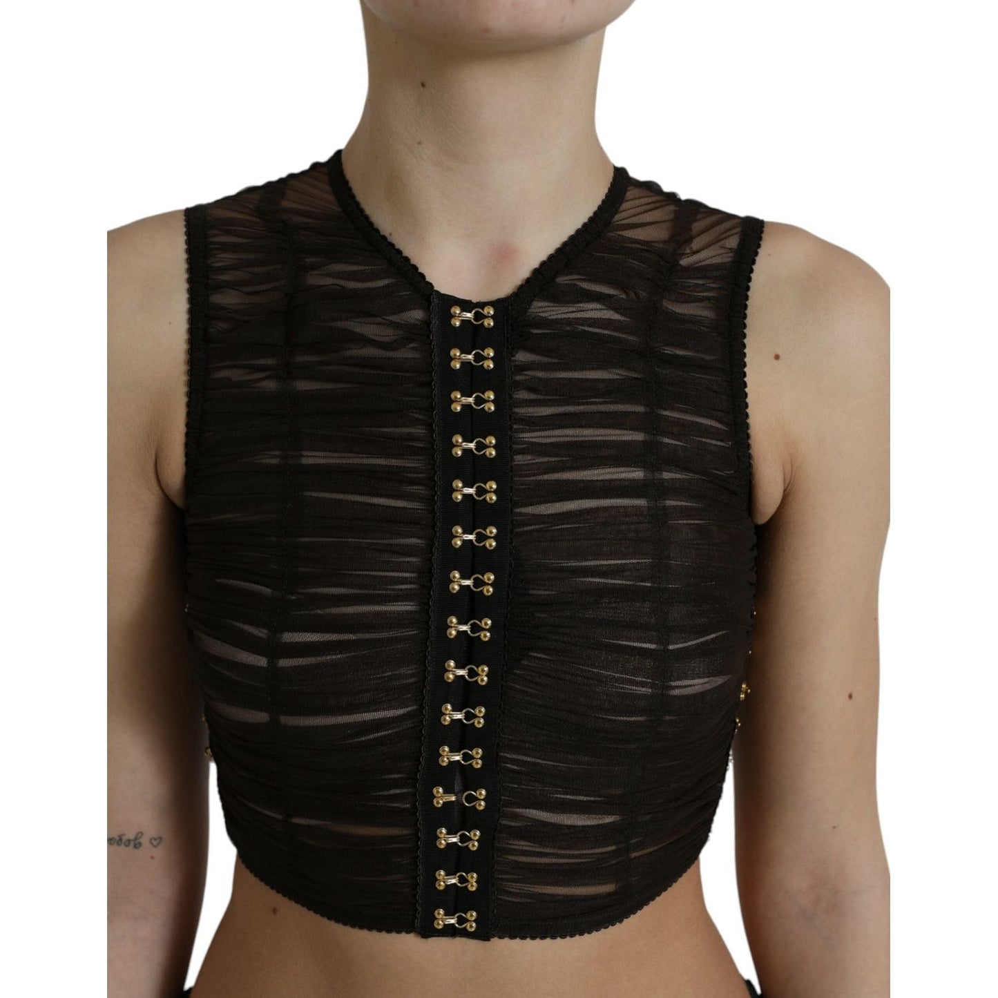 Dolce & Gabbana Embellished Cropped Sleeveless Top Dolce & Gabbana Black