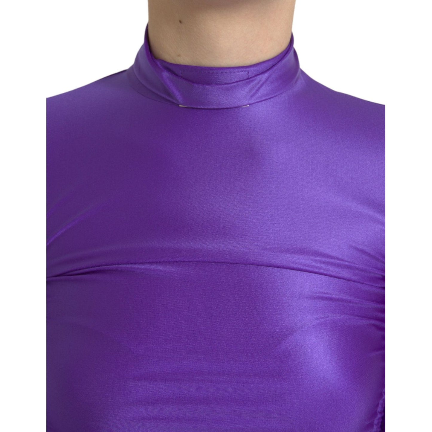 Dolce & Gabbana Elegant Long Sleeve Zip-Back Top Dolce & Gabbana Dark Slate Blue