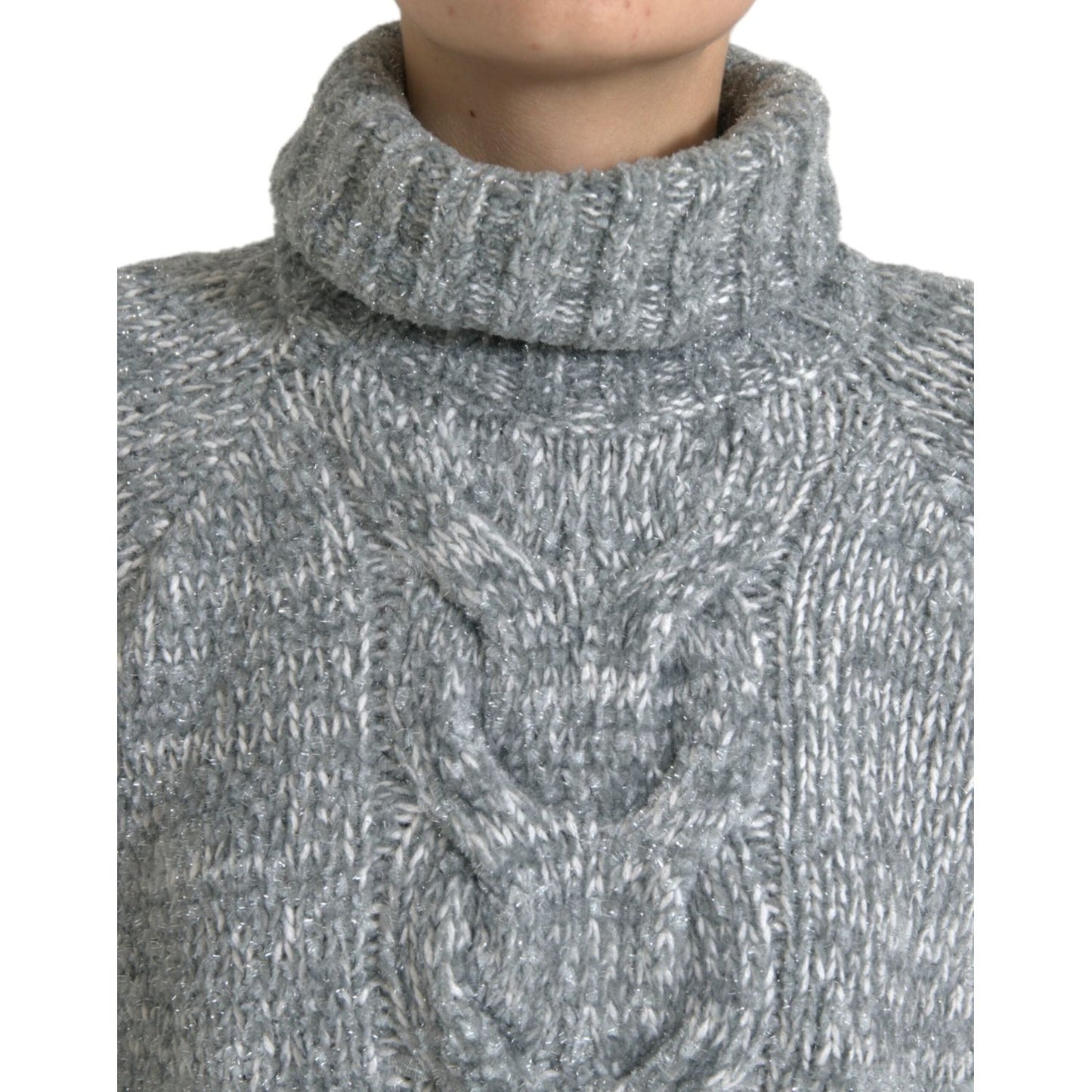 Dolce & Gabbana Elegant Gray Cashmere Blend Turtleneck Pullover Dolce & Gabbana Light Slate Gray