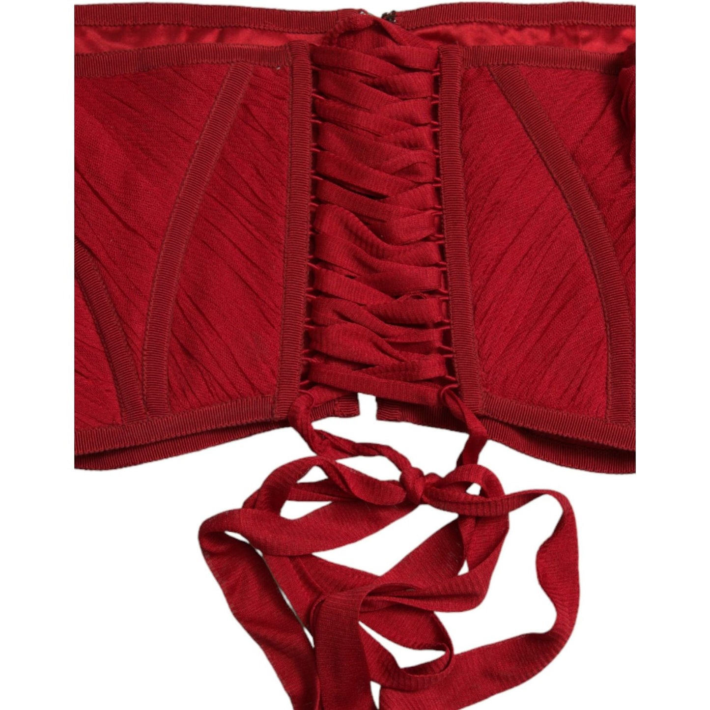 Dolce & Gabbana Silk Corset Waist Belt in Fiery Red Dolce & Gabbana Dark Red