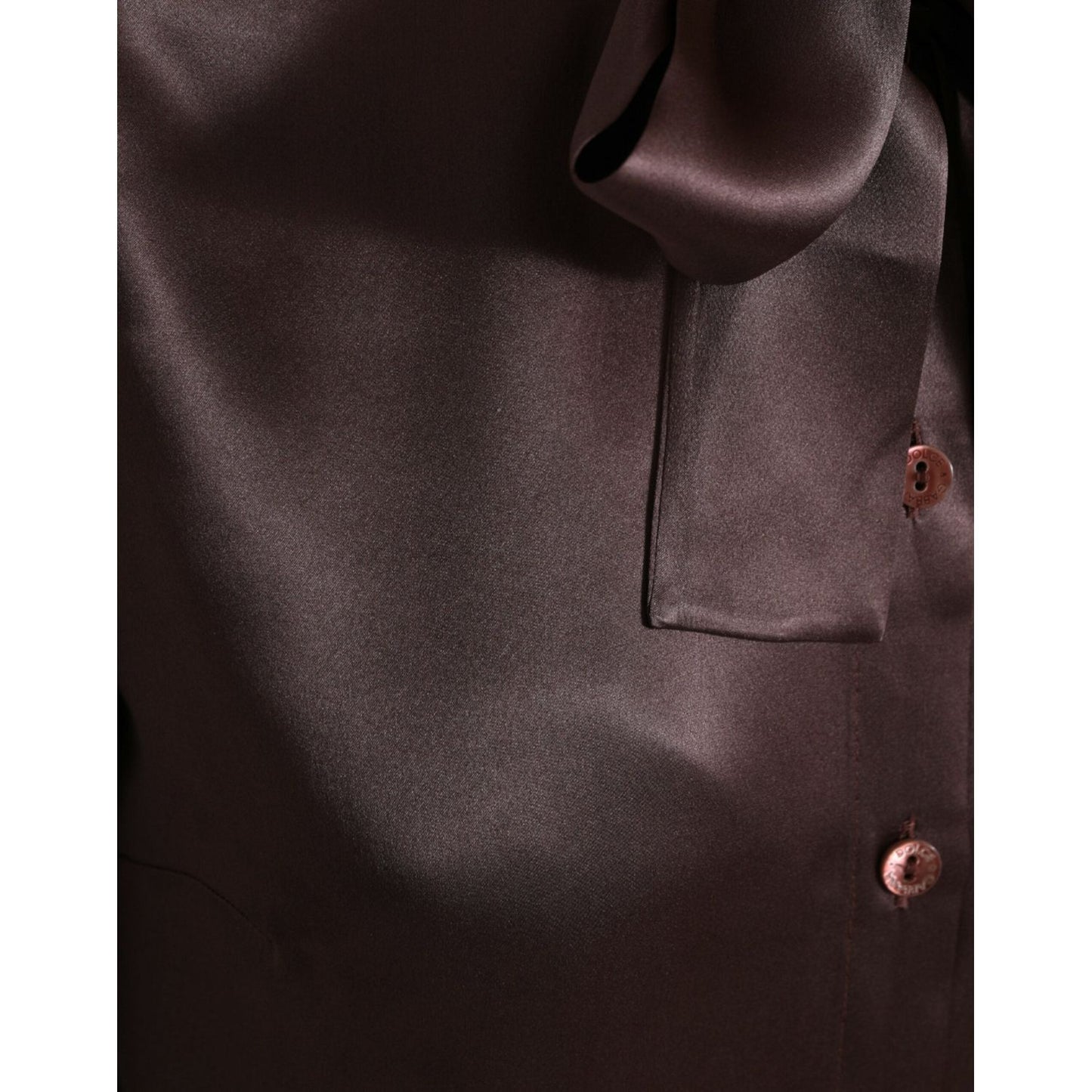 Dolce & Gabbana Elegant Silk Ascot Collar Blouse Dolce & Gabbana Dark Slate Gray