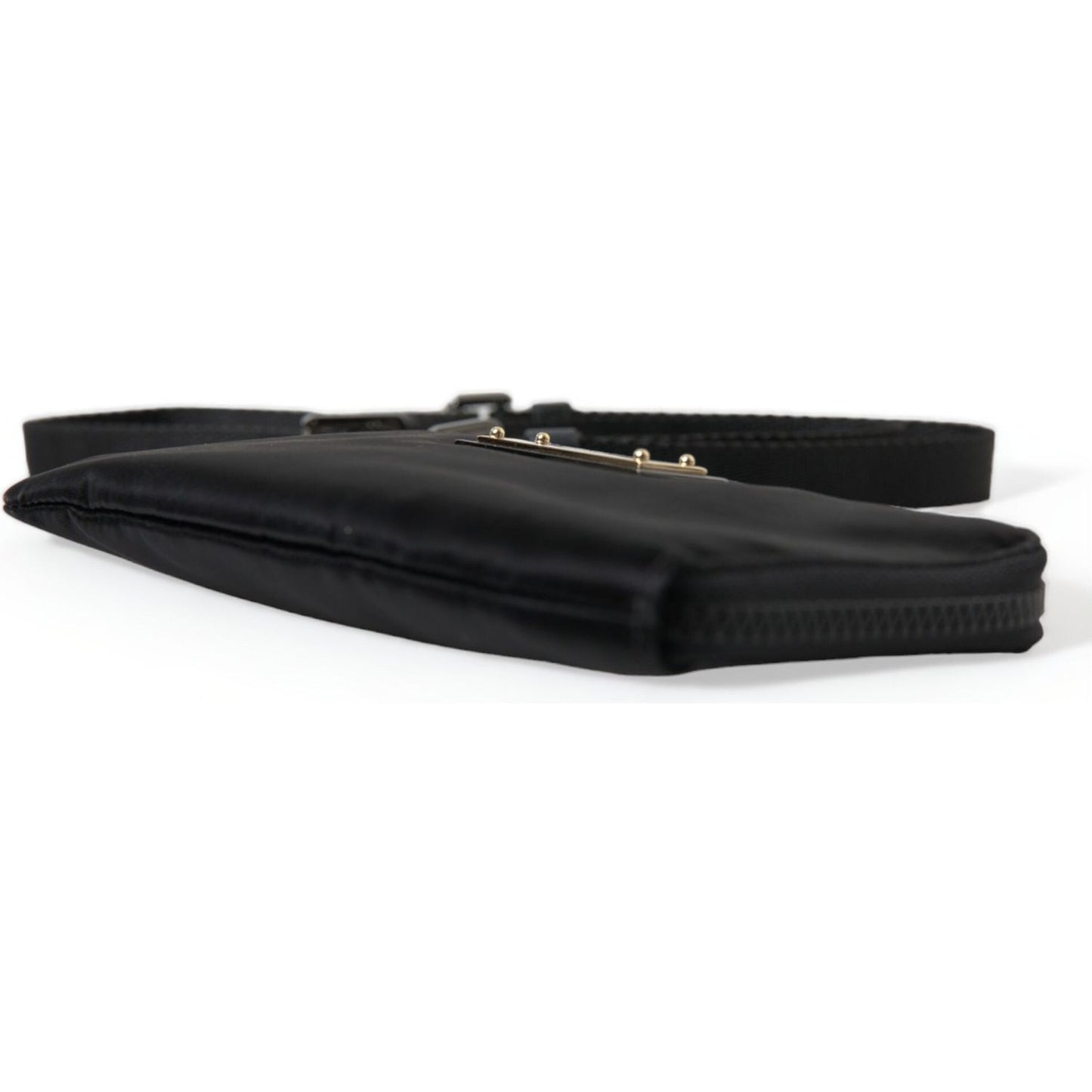 Dolce & Gabbana Elegant Black Nylon & Leather Pouch Dolce & Gabbana Lavender