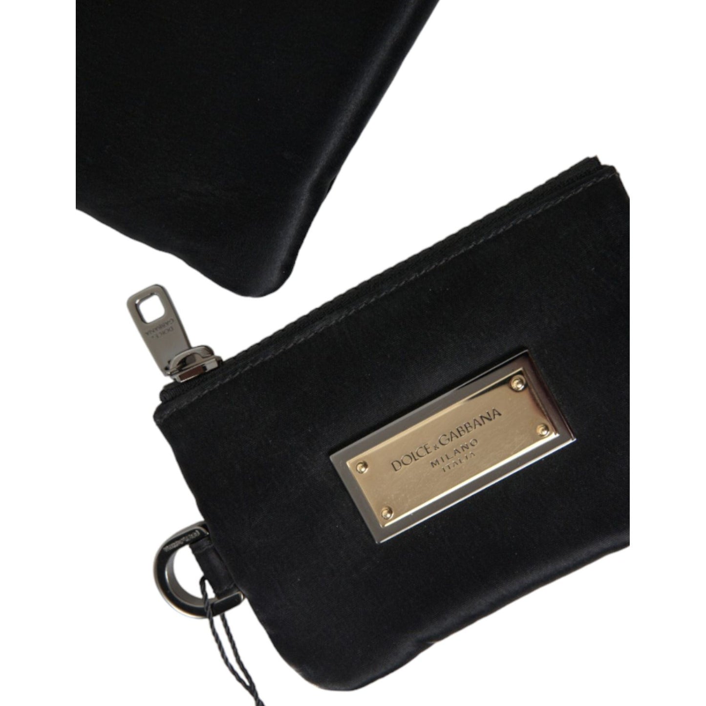 Dolce & Gabbana Elegant Black Nylon & Leather Pouch Dolce & Gabbana Black
