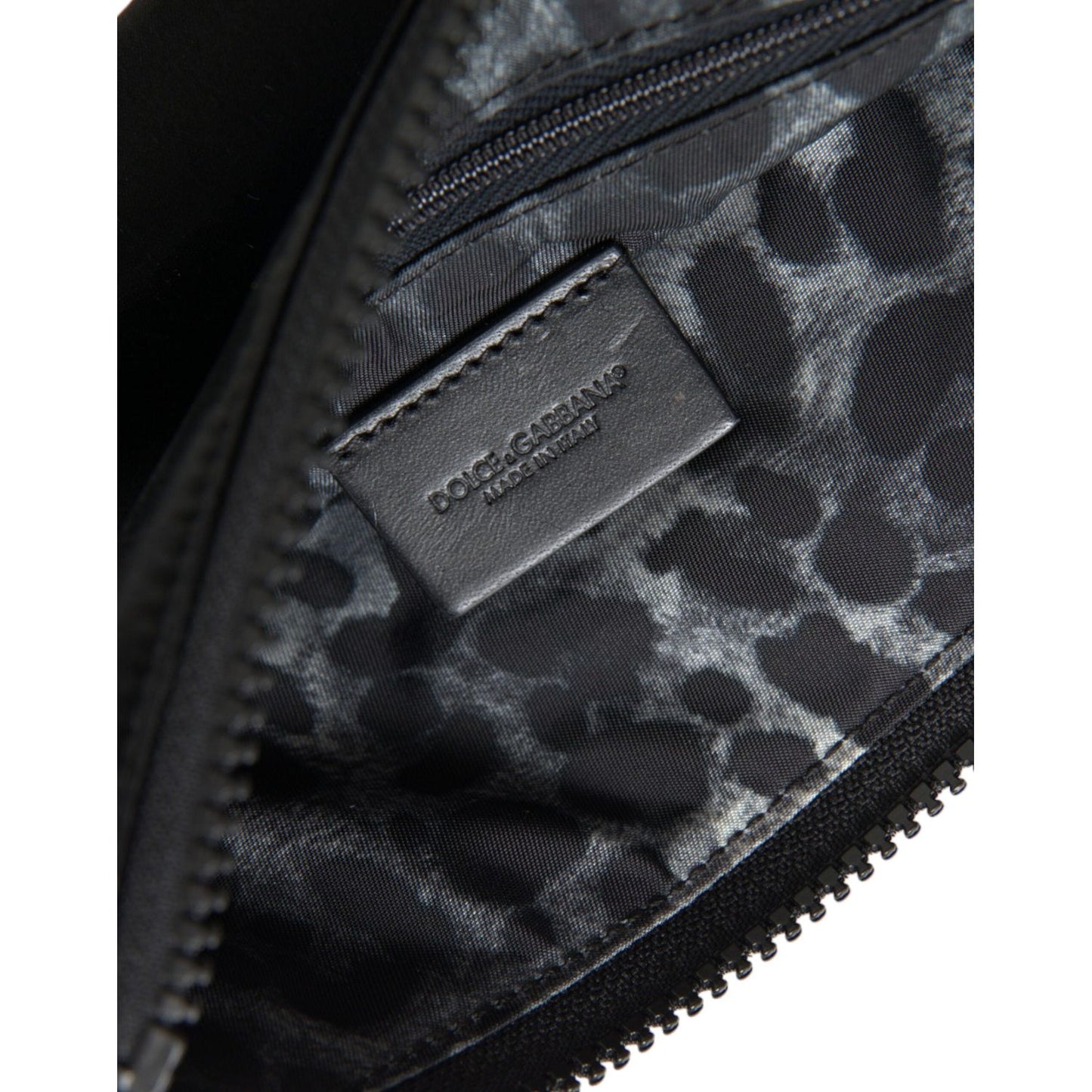 Dolce & Gabbana Elegant Black Nylon & Leather Pouch Dolce & Gabbana Dark Slate Gray