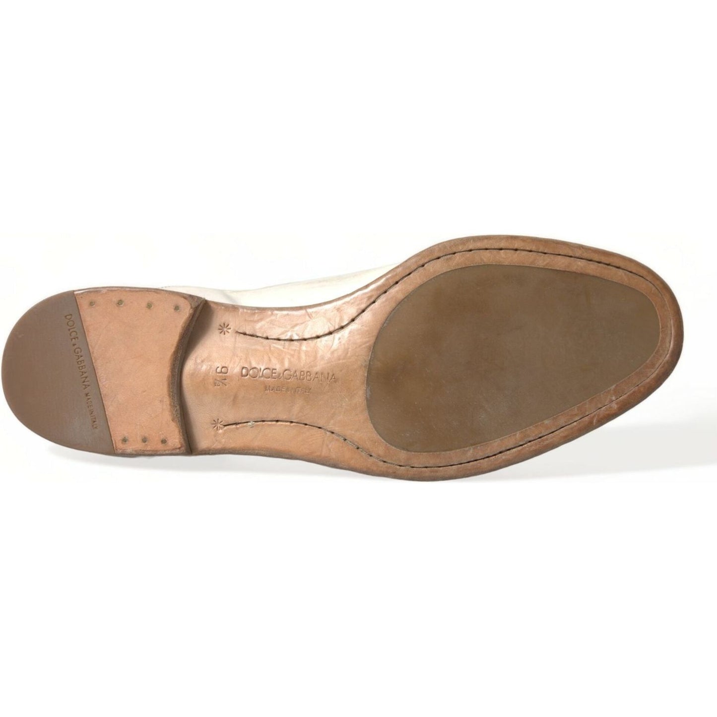 Dolce & Gabbana Elegant White Calfskin Derby Shoes Dolce & Gabbana Dim Gray