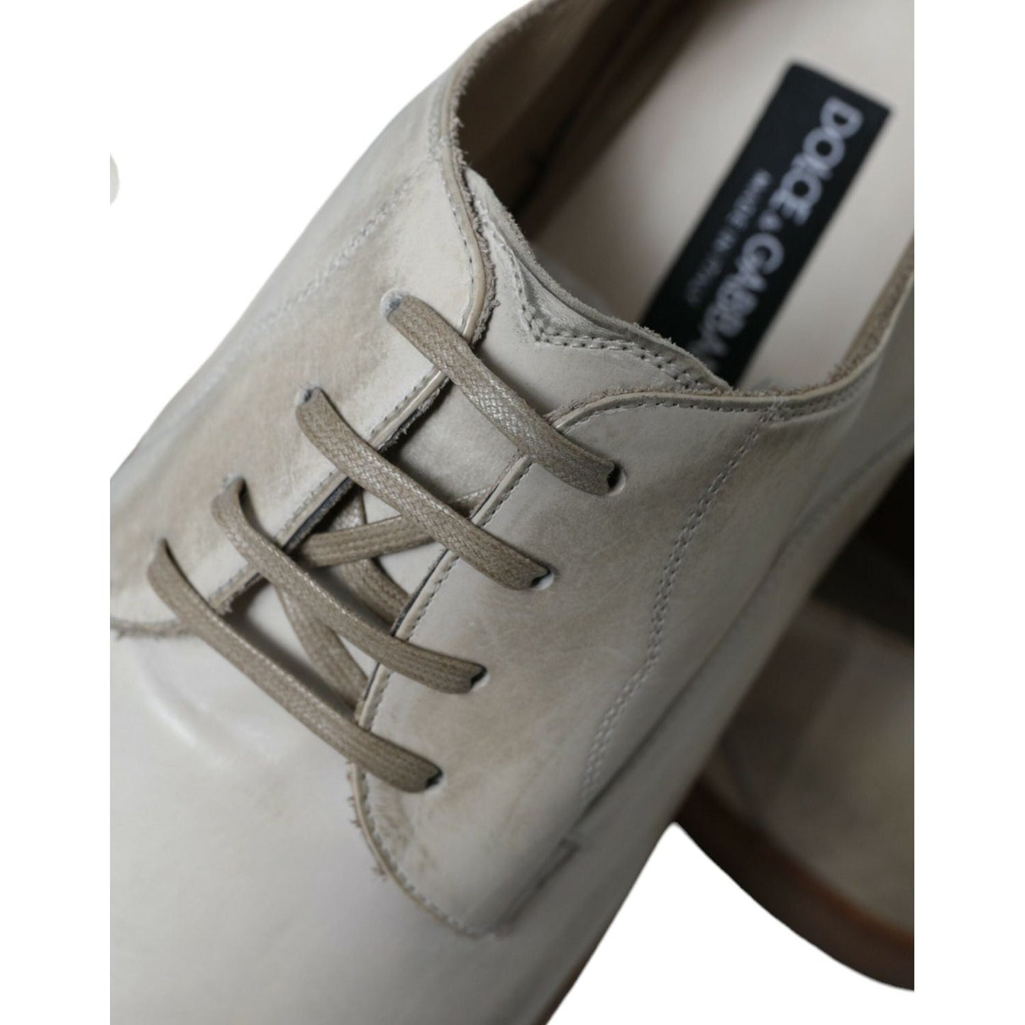 Dolce & Gabbana Elegant White Calfskin Derby Shoes Dolce & Gabbana Dim Gray