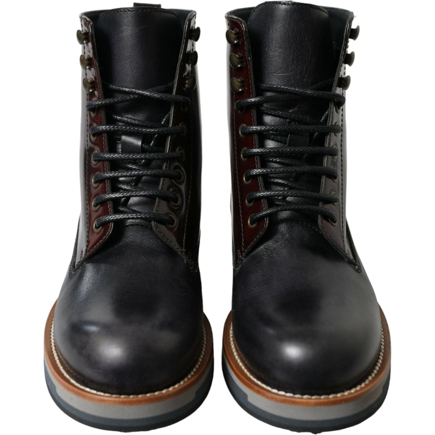 Dolce & Gabbana Elegant Bi-Color Leather Boots Dolce & Gabbana Black