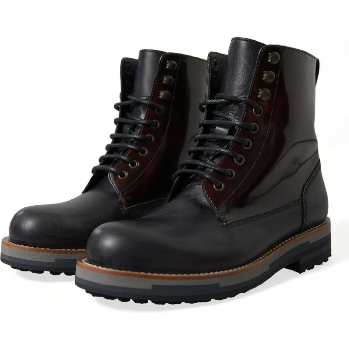Dolce & Gabbana Elegant Bi-Color Leather Boots Dolce & Gabbana Black