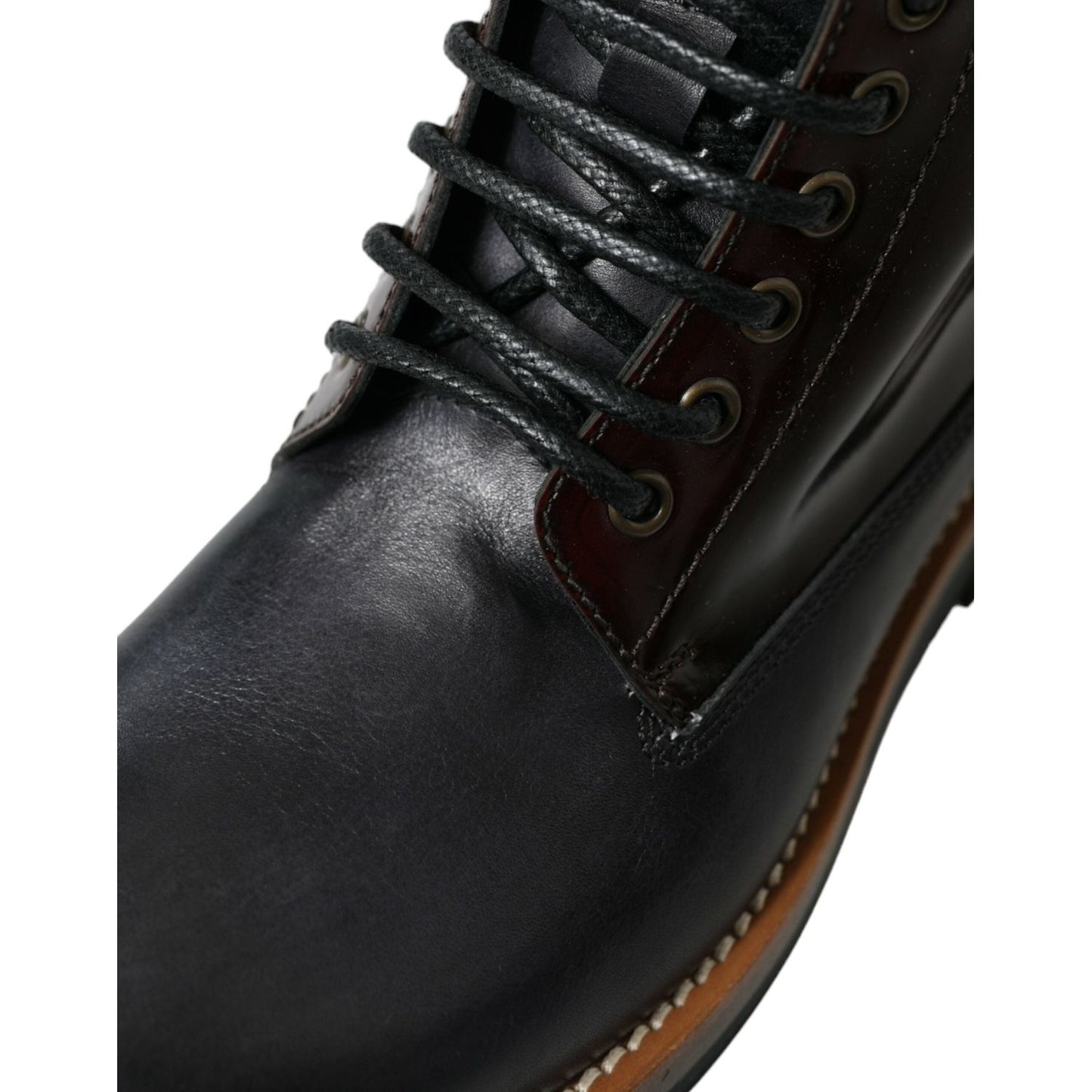 Dolce & Gabbana Elegant Bi-Color Leather Boots Dolce & Gabbana Black