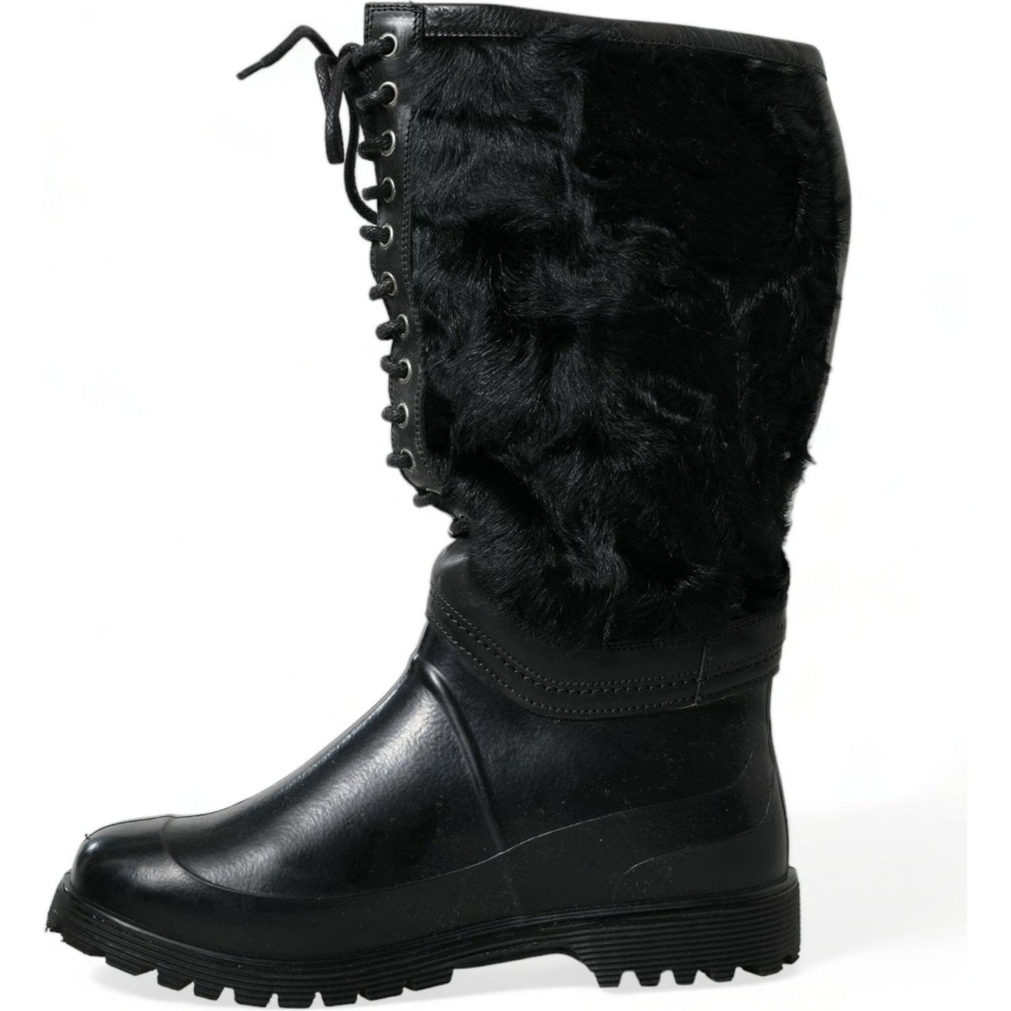 Dolce & Gabbana Sleek Black Shearling Mid Calf Boots Dolce & Gabbana Black