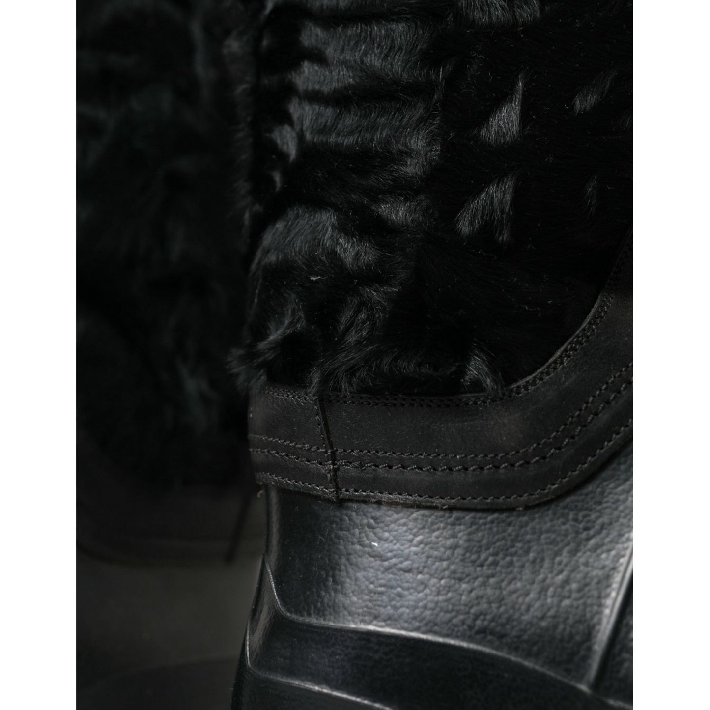Dolce & Gabbana Sleek Black Shearling Mid Calf Boots Dolce & Gabbana Black